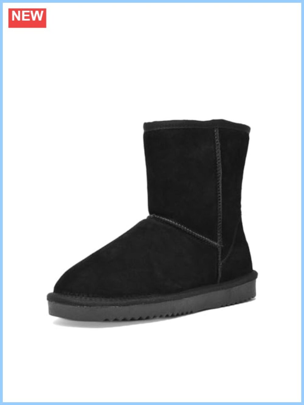 Suede Mid Calf Winter Snow Boots Faux Fur Lined Slip On